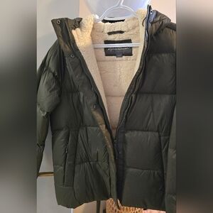 Eddie Bauer Olive Green Quilted Puffer Jacket